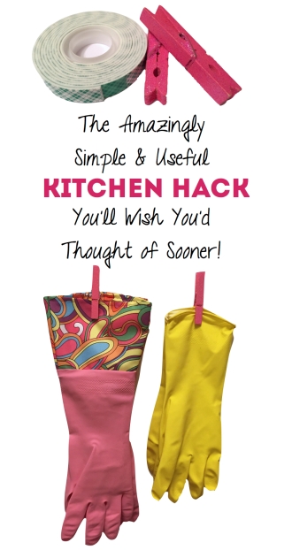 kitchen hack - clothespin glove hangers